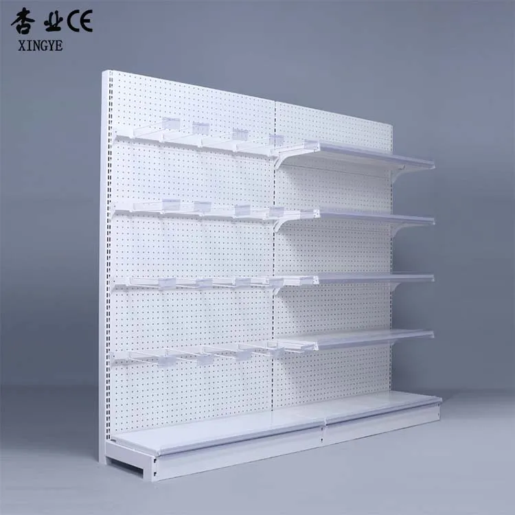 Factory Customized Color Size single-sided gondola shelving white supermarket shelves for sale