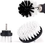 Scrubber Drill Attachment Cleaning Brush 3 Pc Set, White Soft Bristle For 1/4 In