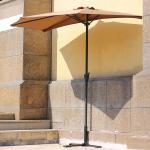 Bistro Outdoor Garden Patio Hand Crank Lift Umbrella 9*4.5*7.87 FT Half Round