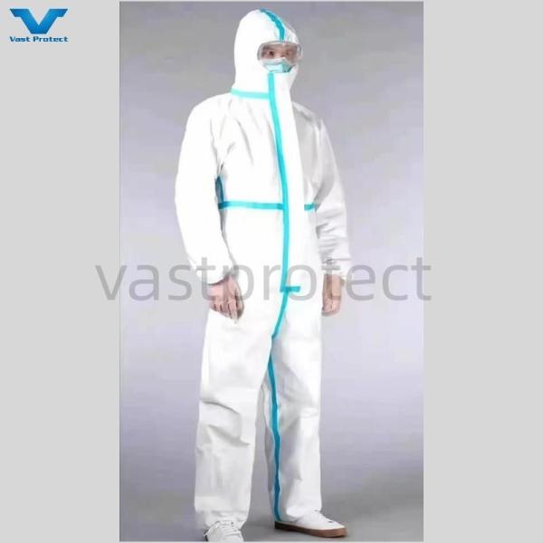 Fully Closed PP PE 55GSM Hooded Disposable Protective White Tyvek 400 Coveralls