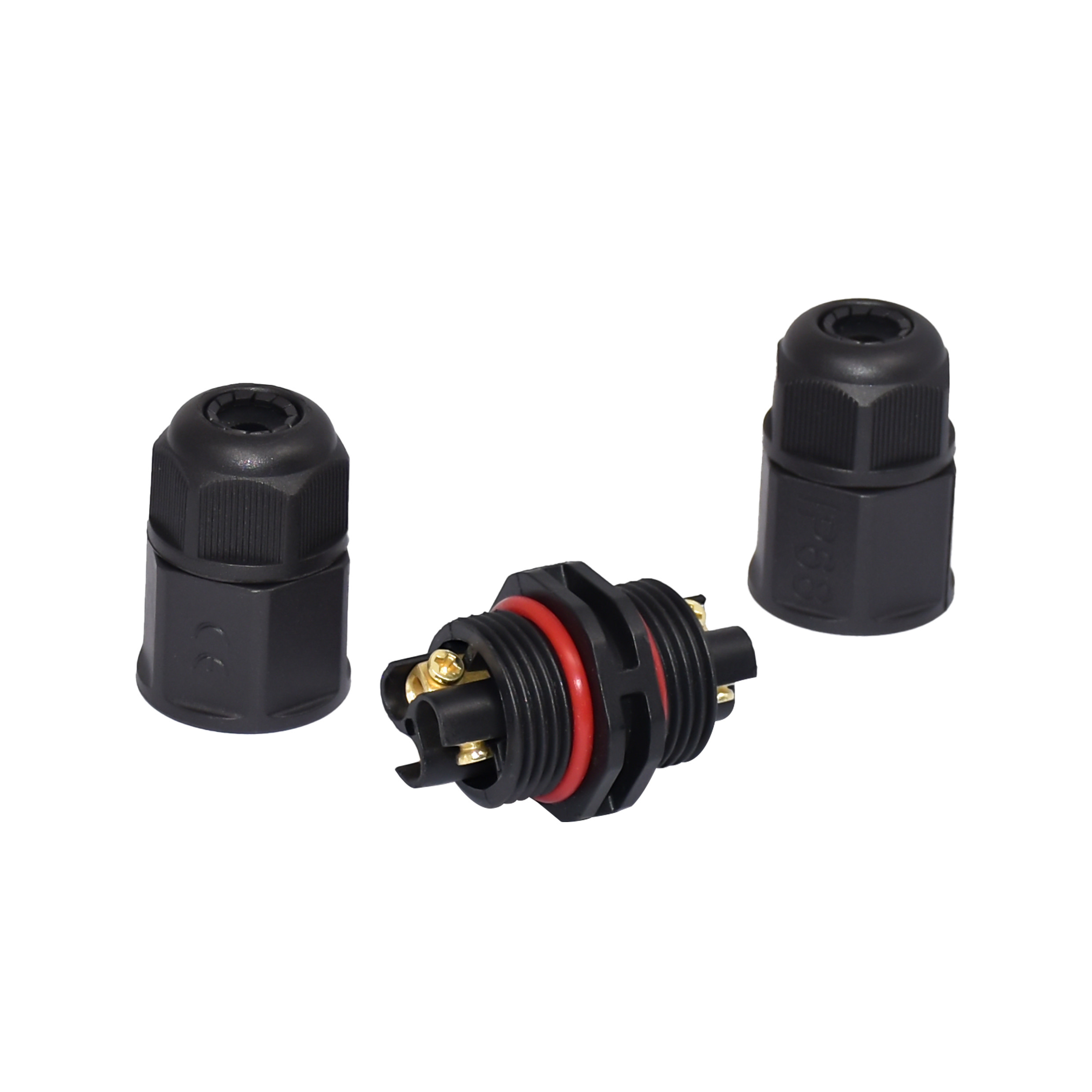 IP68 Waterproof Underground Screw Electrical Connector 3pin Assemble Cable To Cable Connector