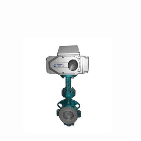 Fluorine Anti Corrosive Electric Actuated Butterfly Valve Dn40 - Dn1000 Mid