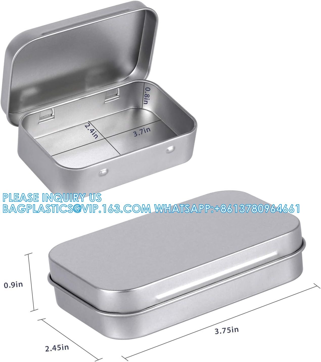 Metal Rectangular Empty Hinged Tins - Pack Of 40 Silver Mini Portable Box Small Storage Kit & Home Organizer With Lids