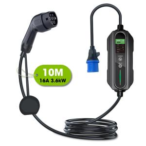 China 110-240V AC Portable EV Charger Type 2 To CEE Blue Plug 6A To 16A Variable factory