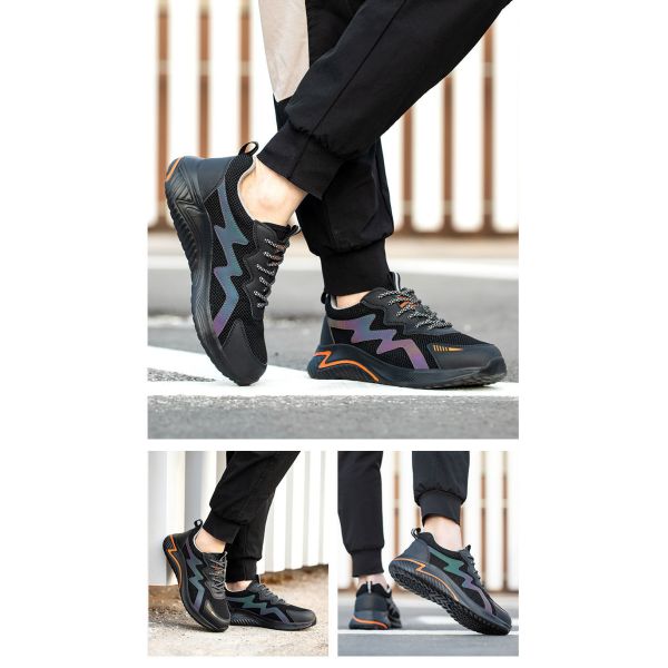Electrical Safety Shoes Work Shoes With Anti-smashing Plastic Toe Shoes For Men EVA Sole Men's Work Shoes Flyknit Kevlar Midsole Safety Shoes