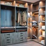 Solid Wood Customized Wardrobe Closet Modern Walk In Closet with Dress Mirror