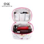 Floral Round Cylinder Bucket Travel Toiletry Bag