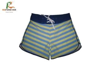 China Waterproof Striped Womens Board Shorts Sublimated Surf Beach Wear With Zipper factory