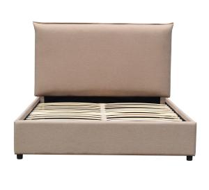 China Linen Light Brown Bed Frame King Europen Style Modern Upholstered Platform Bed factory