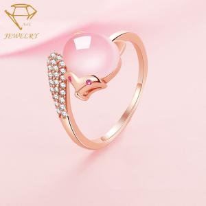China Prehnite Stone Personalized Silver Ring Animal Fox Shape factory