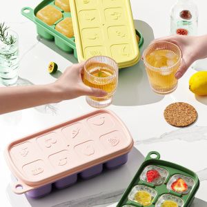 Ice Cube Tray With Lid And Bin, 4 Pack Silicone Plastic Ice Cubes Trays For