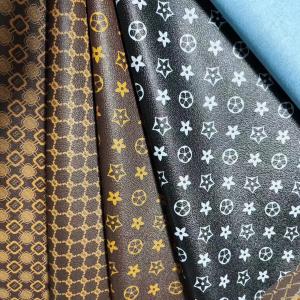 China Vintage Letter Printed PVC Leather For Bags Soft Brush Bottom Eco Friendly factory