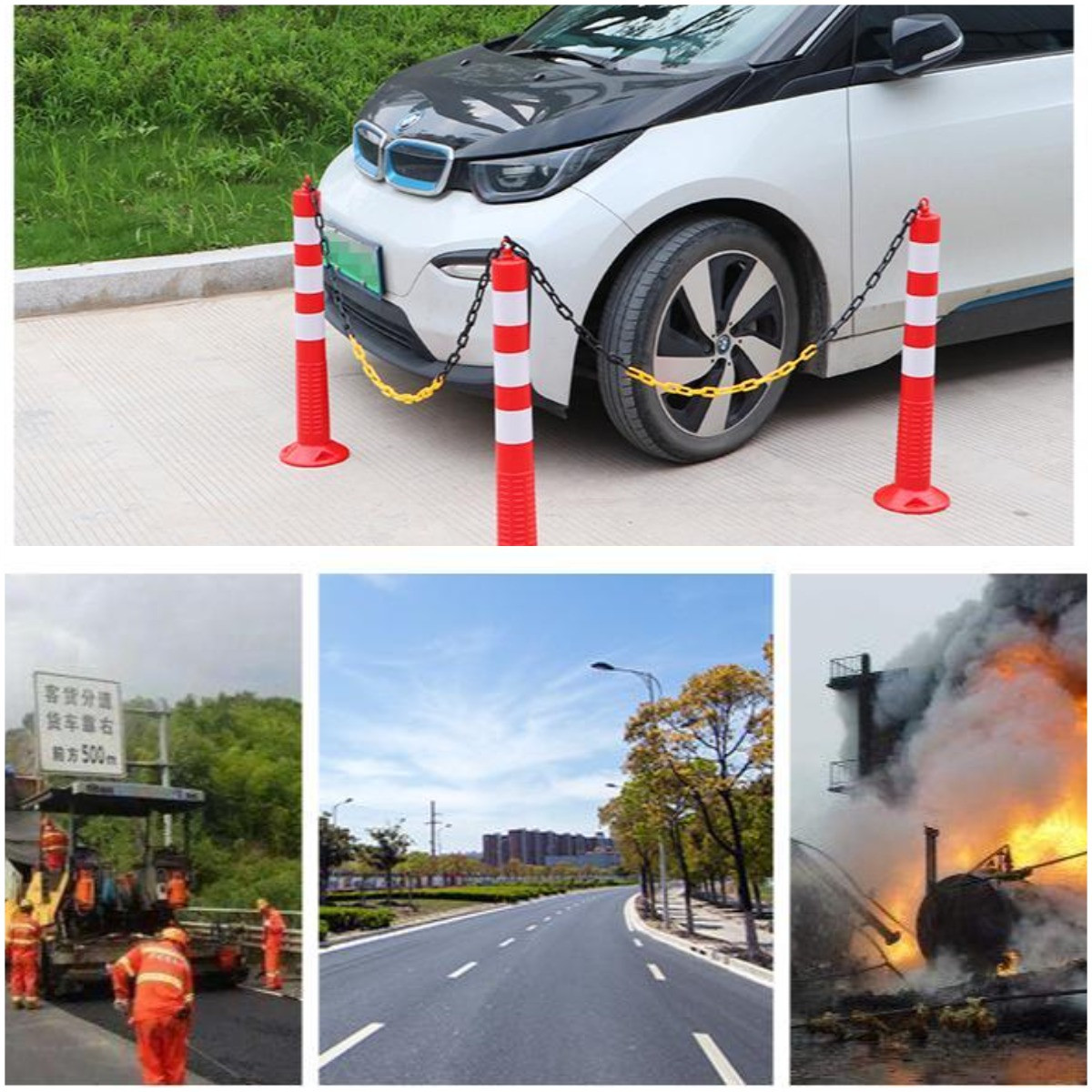 Yellow Black Red White Plastic Road Cone Warning Safety Isolation Chain Hotel Isolation Pier Sign Suspension