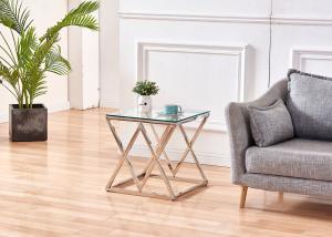 China Stainless Steel Transparent Glass 13kgs Modern Side Tables factory