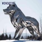 Outdoor metal forging geometric animal wolf stainless steel sculpture