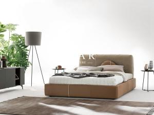 China Grey Double Bed Design Furniture Upholstered Fabric Bed ZZ-BD009 factory