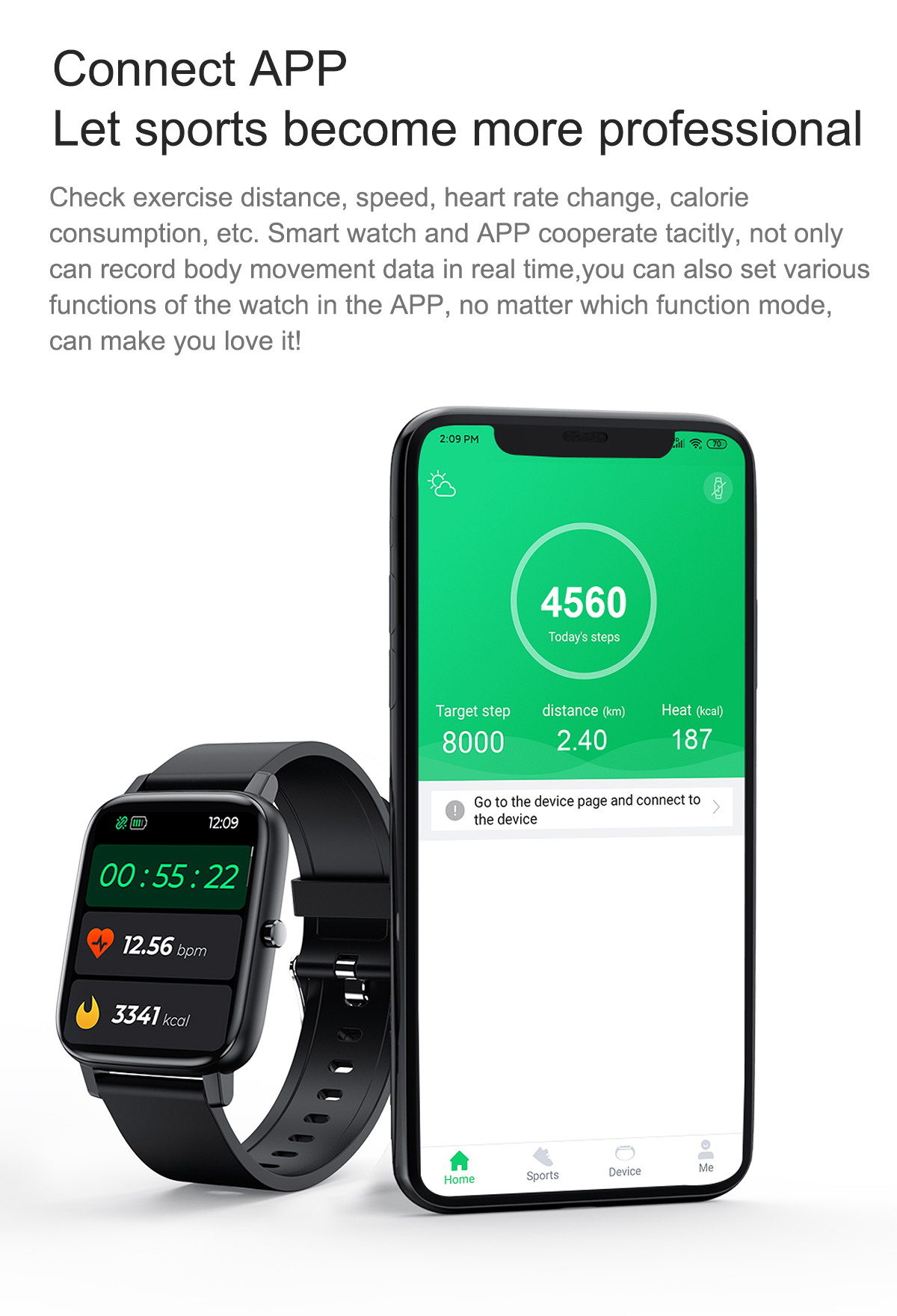 H80 1.69 Inch Sports Smart Watch Waterproof Full Touch Big HD Screen Temperature Monitor IP67