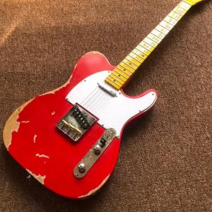 China Electric guitar,handmade 6 stings telecast gitaar Tele electric Guitar relics by hands red color master build relic TL factory