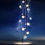 Antique glass star moon starry sky pendant lamp bedroom bedside lamp staircase