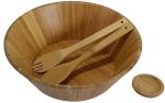 Dishwasher Safe Durable Bamboo Serving Bowl , Wooden Salad Mixing Bowl