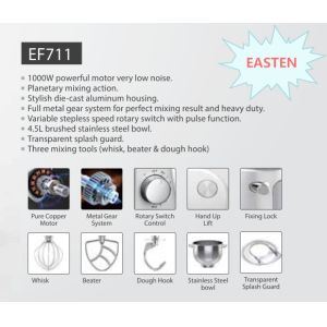 Easten Professional Die Casting Stand Mixer EF711/ Kitchen Use Multifunction