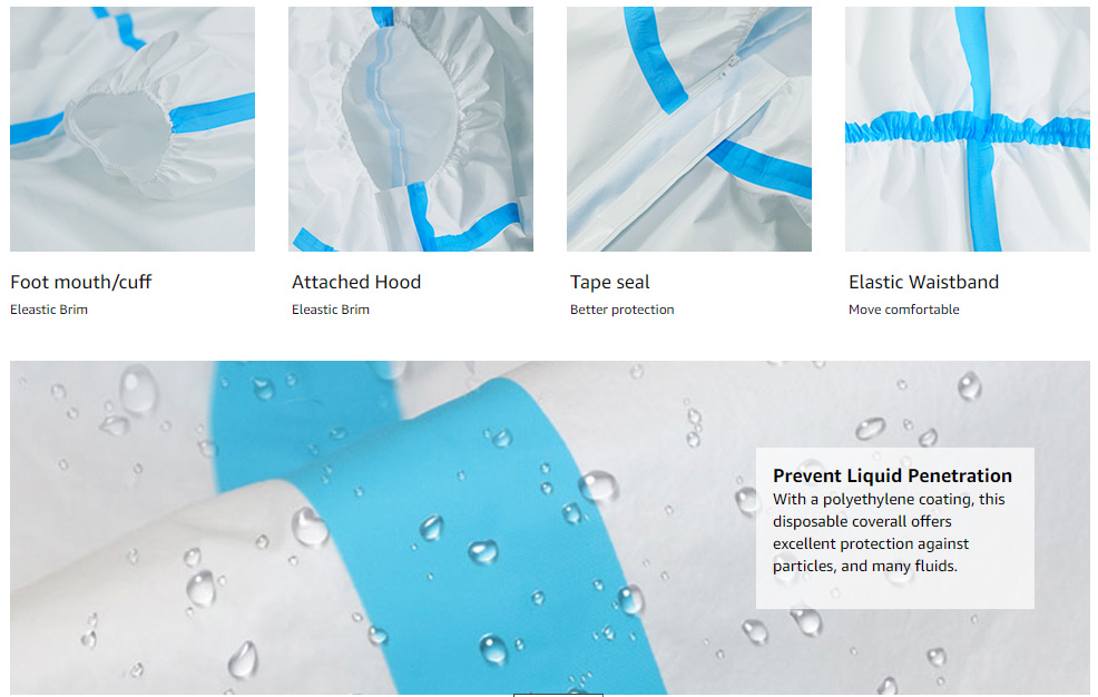 Anti Static Hooded Disposable Polypropylene Coverall