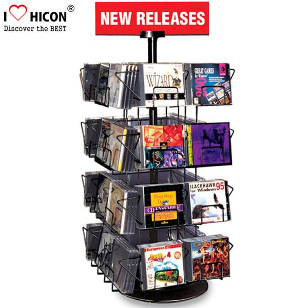 China CD Merchandising Metal Display Racks 32 Pockets Book Retail Rotating Display Rack factory
