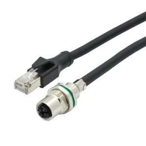 M12 To Rj45 Waterproof Cable Connectors 4 / 8 Core Ethernet Network Communicatio