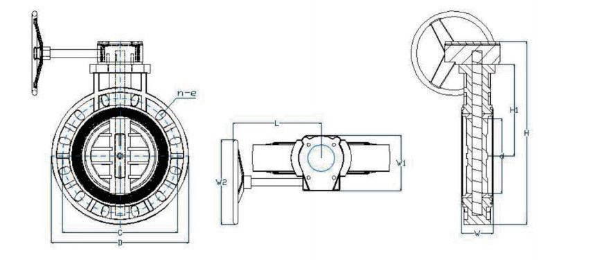 OEM Plastic PVC Manual Turbine Gear Type Flange Butterfly Valve