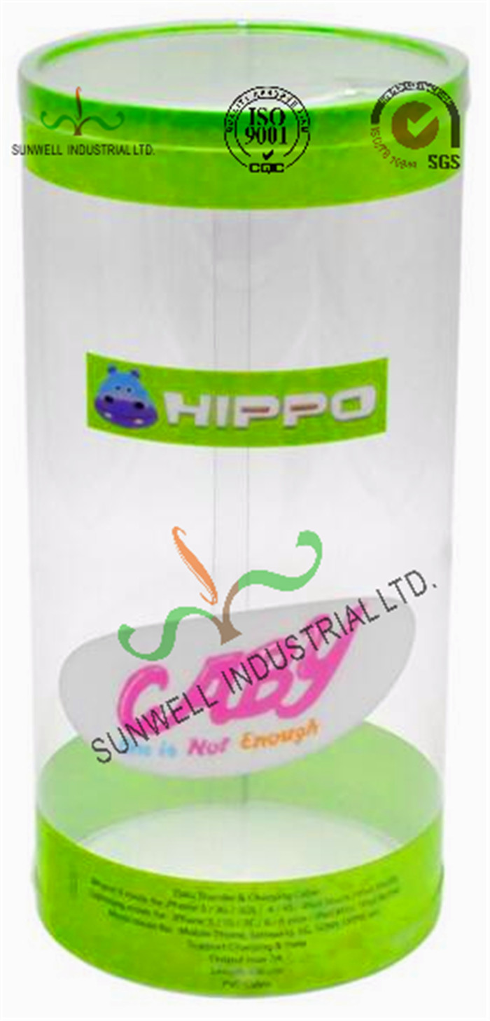 Cylinder Design Stationery PET Plastic Packaging Boxes With Cute Catoon Printing