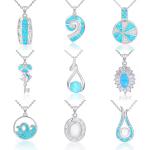 Custom S925 Sterling Blue Opal Necklace Silver Pendant Jewellery