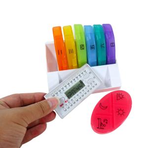 China Colorful Weekly Pill Box Organizer Detachable Pill Cases 4 Large Compartmemts In A Tray factory