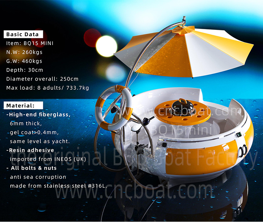 Thick 4mm 46cm Grill Hole 8 Adults 6 Seater BBQ Donut Boat