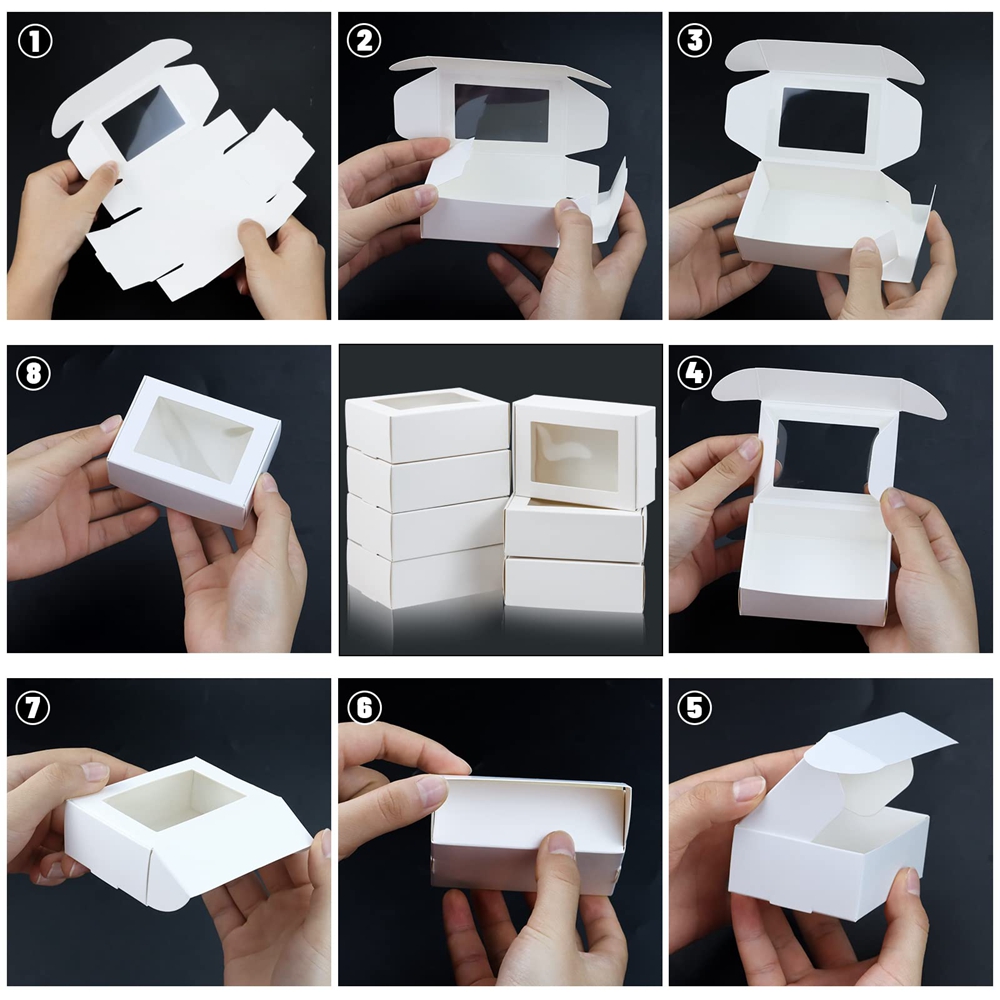 Custom Logo Folding Soap Packaging Box with Clear Window White Kraft Paper Material