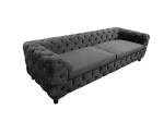 Black velvet sofa for living room 3-seater button tufted chesterfield fabric