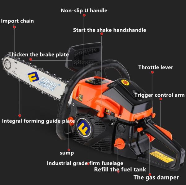 Cordless Air Cooling 2 stroke 58cc 2.4KW Anti slip gasoline Chainsaw Tree saw