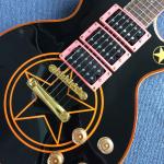 New high-quality custom LP electric guitar, Black body with five pointed stars