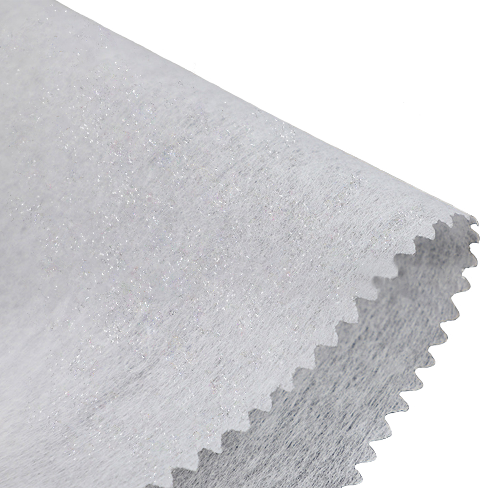 Chemical Bond Scatter Dot Polyester Non Woven Fusible Interlining with Embroidered Design