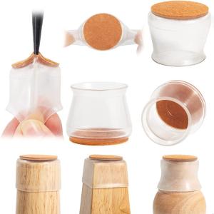 China Silicone Chair Leg Floor Protectors Silicone Felt Furniture Leg Pads Caps Covers For Hardwood Floors Fit : 1.3'' - 2'' factory