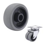 50MM Single Gray TPR 132LBS Load Capacity Rubber Casters