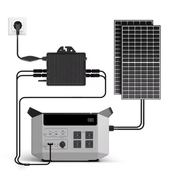 800W Solar Micro Inverter With 2500W Power Station Storage Battery And Internal
