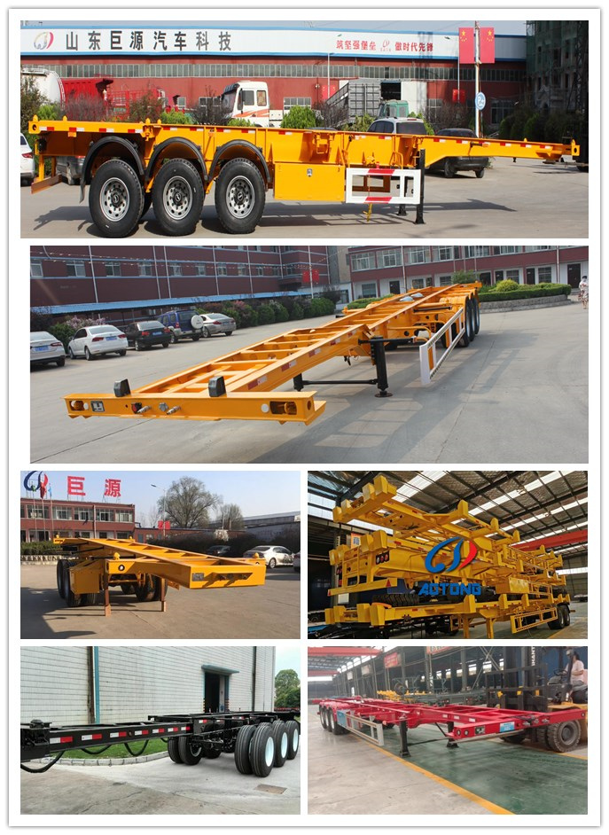 13 Tons Axles Flatbed Semi Trailers for 20ft 40ft Shipping Container Truck Trailer