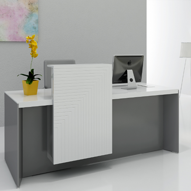 White Painted Glossy Front Desk, Fashionable Design, Light Luxury Front Desk,