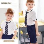 Kids British Kindergarten Primary School Uniform White Short Sleeve Shirt Sets