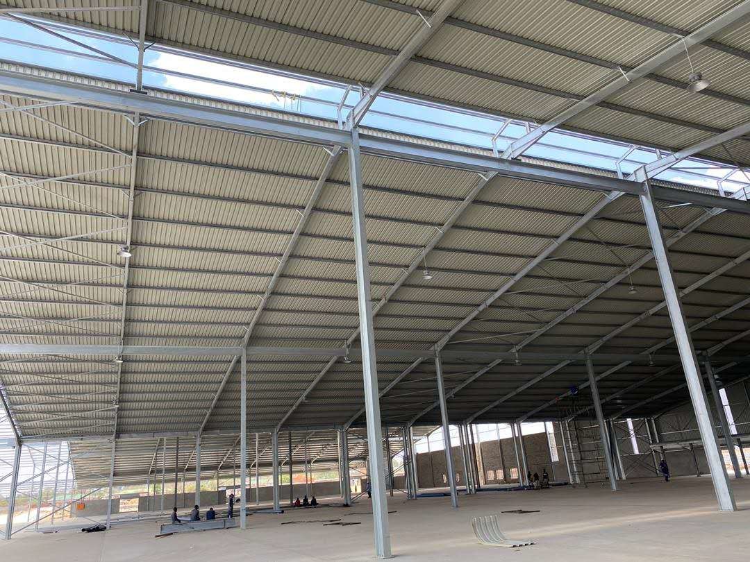 Industrial High Rise Steel Building Construction Prefab Steel Portal Frame Warehouse