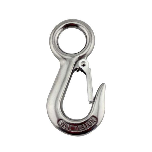 304 Stainless Steel Large Eye Crane Lifting Hook with Latch OEM and Durable