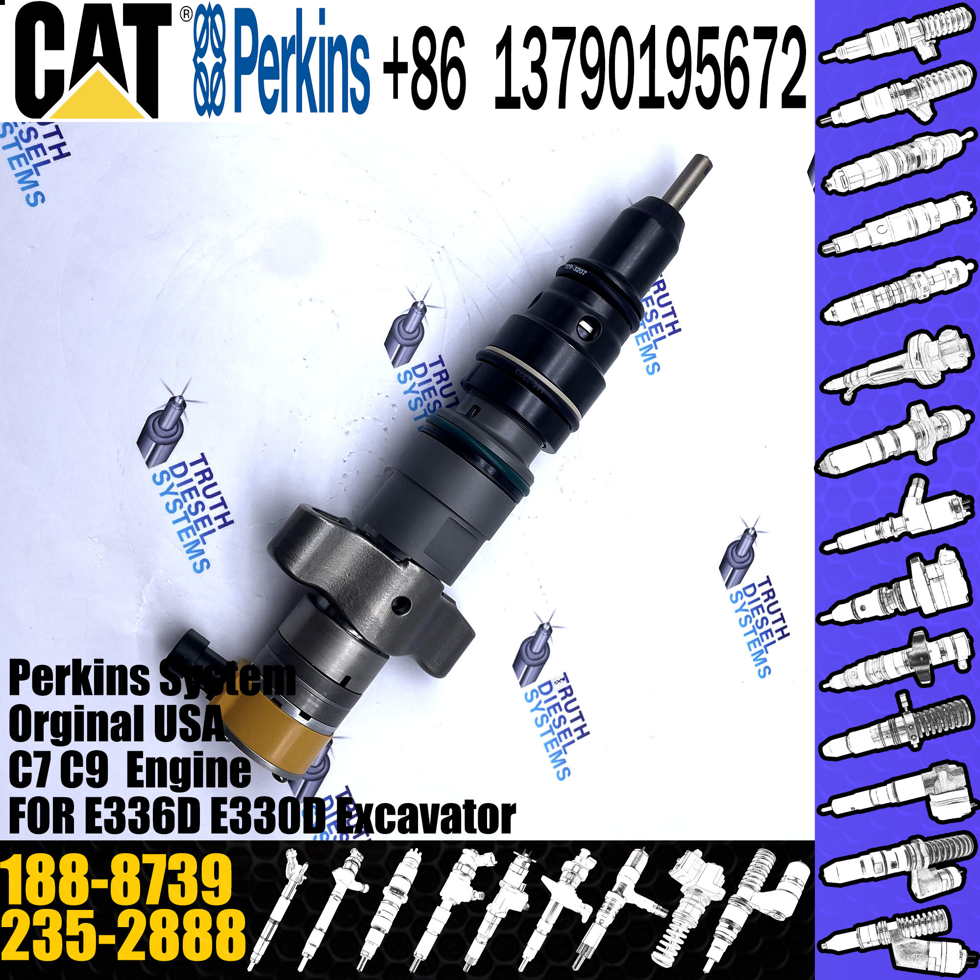 Mechanical Engine Parts C-9 Fuel Injector 235-2888 188-8739 For Caterpillar Mechanical D6R 627G 637G 973G