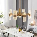 E14 Iron Glass Gold Luxury Modern LED Crystal Chandelier For Living Room