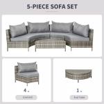 Steel Tube Frame 5 Piece Outdoor Patio Furniture Set with PE Rattan Chairs and