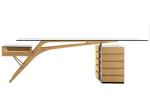 Office Room Carlo Mollino Table , Ash Wood Cavour Small Glass Writing Desk